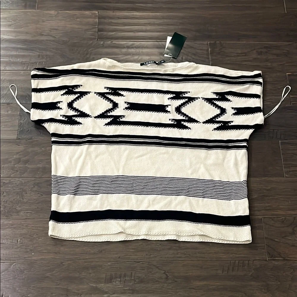 Lauren Ralph Lauren Southwest Sweater Shirt new Pearl Black Womens Size XXL